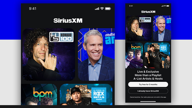 SiriusXM App -Welcome Screen